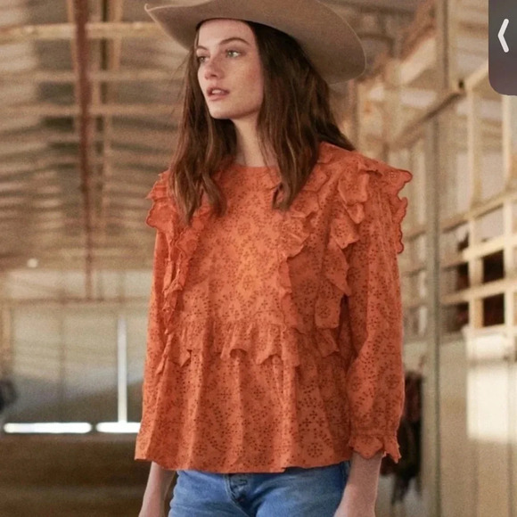 THE GREAT eyelet ruffle top - Picture 3 of 10